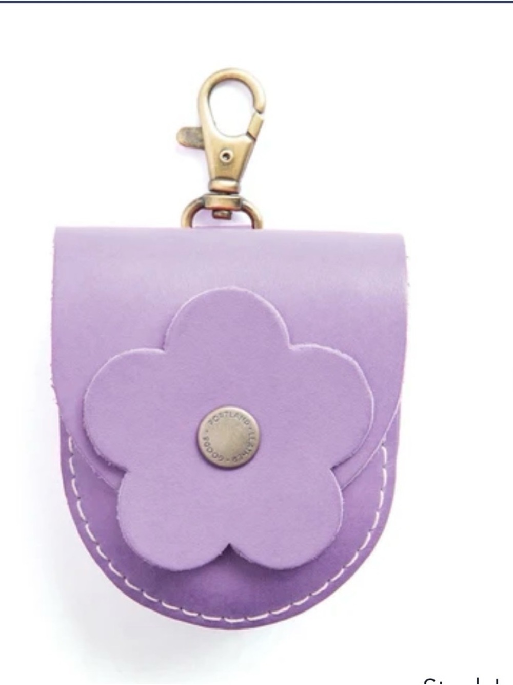 Portland Leather Lavender Flower Key & Card Holder with Brass Clasp